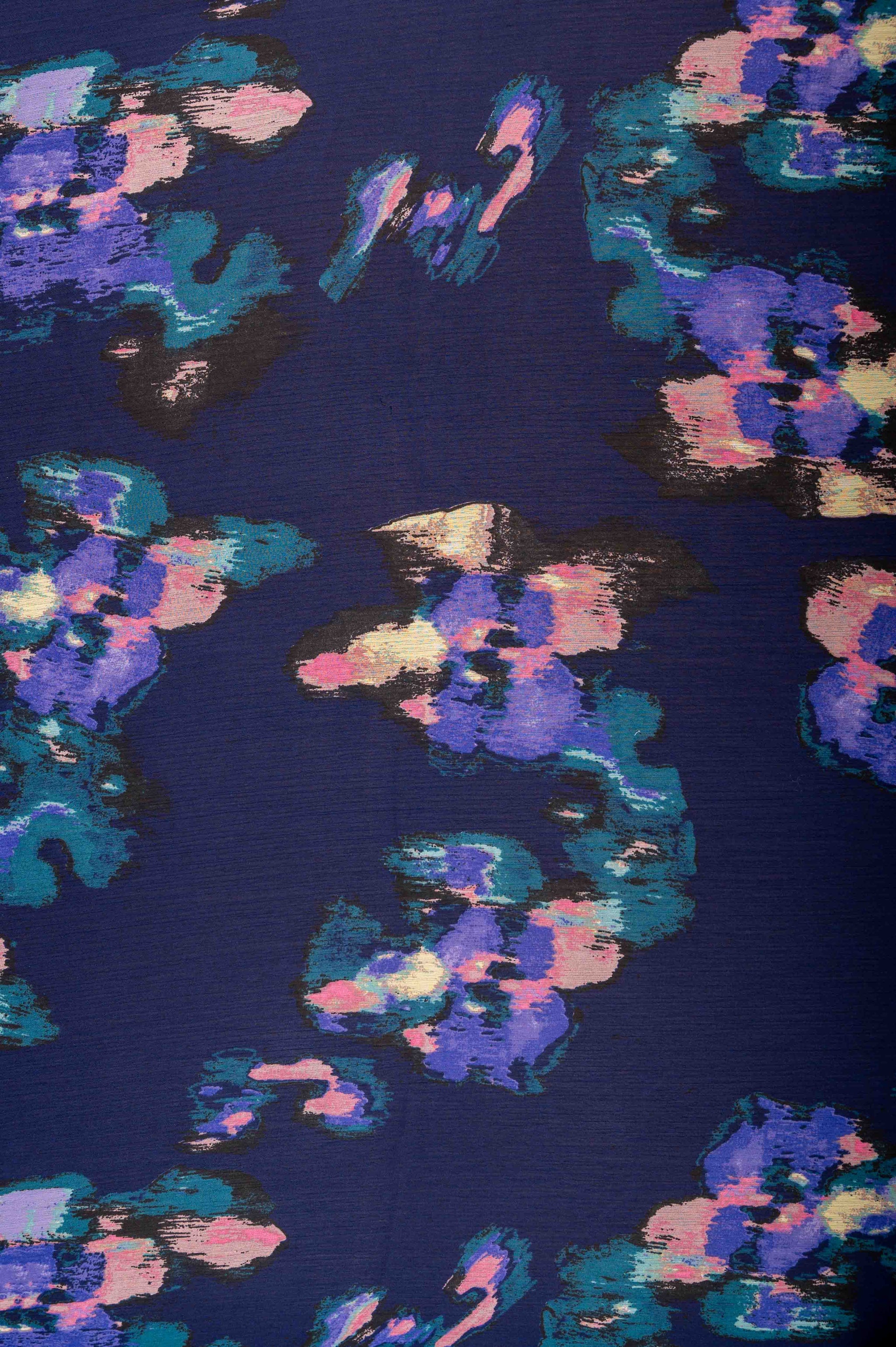 Navy Blue Paint Print Big Width Georgette Fabric
