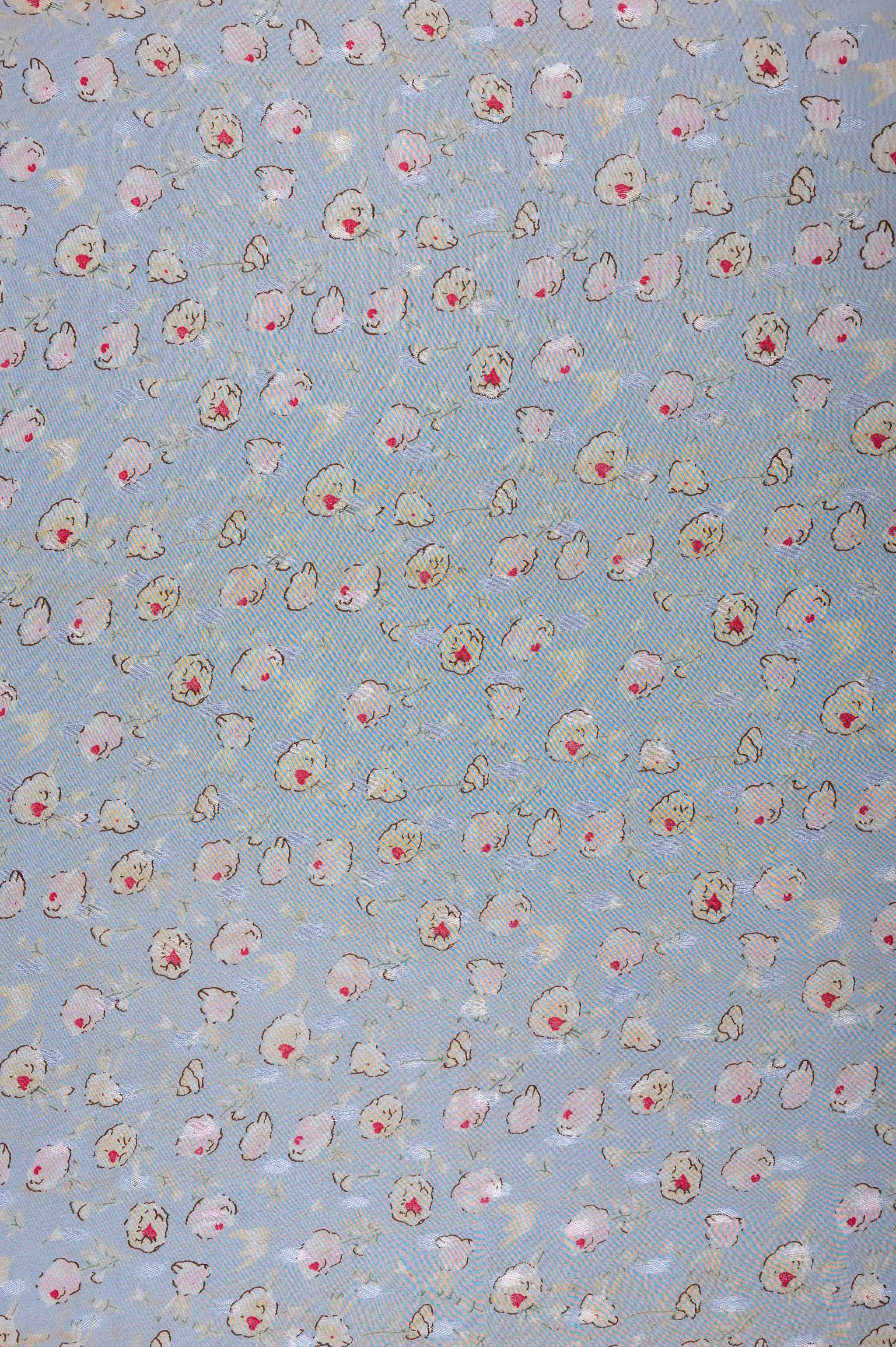 Powder Blue With Silver Dots Big Width Georgette Fabric