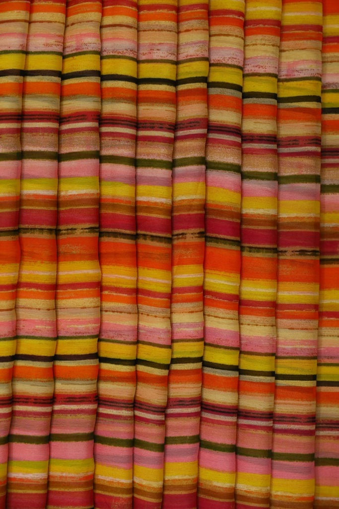 Multi Colour Stripes Normal Width Georgette Fabric