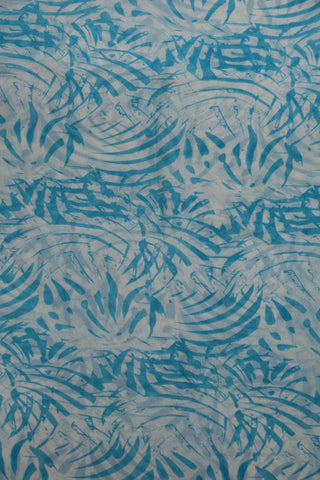 White And Sky-blue Print Normal Width georgette Fabric