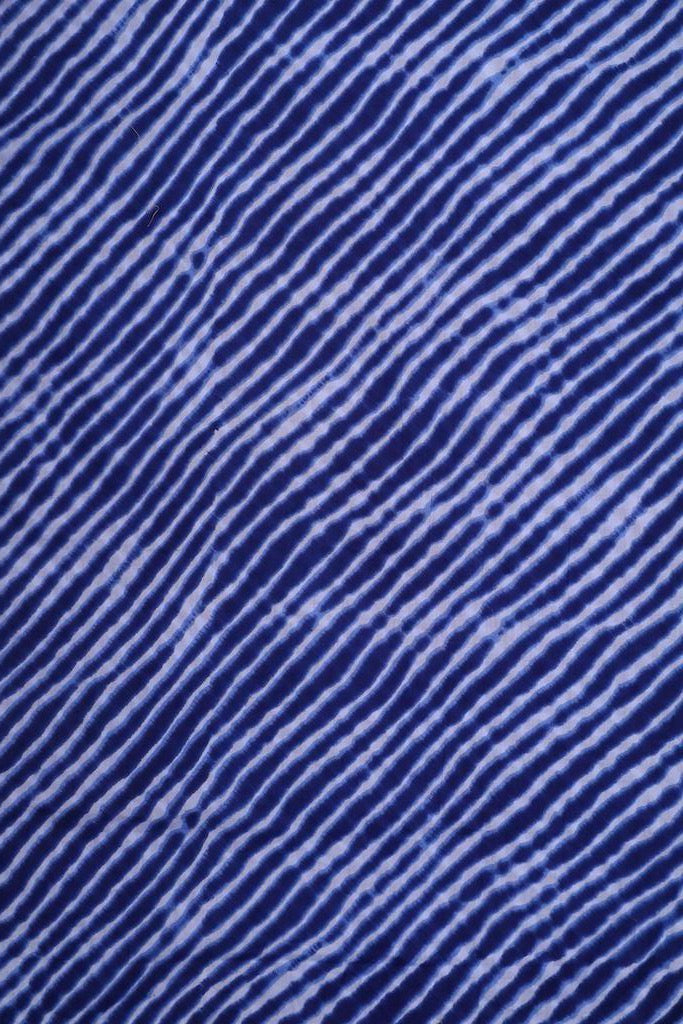 Blue and White Lehriya Cotton Fabric