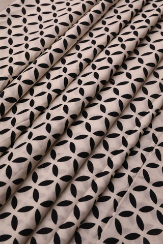 Half white and Black Patterned Cotton Fabric