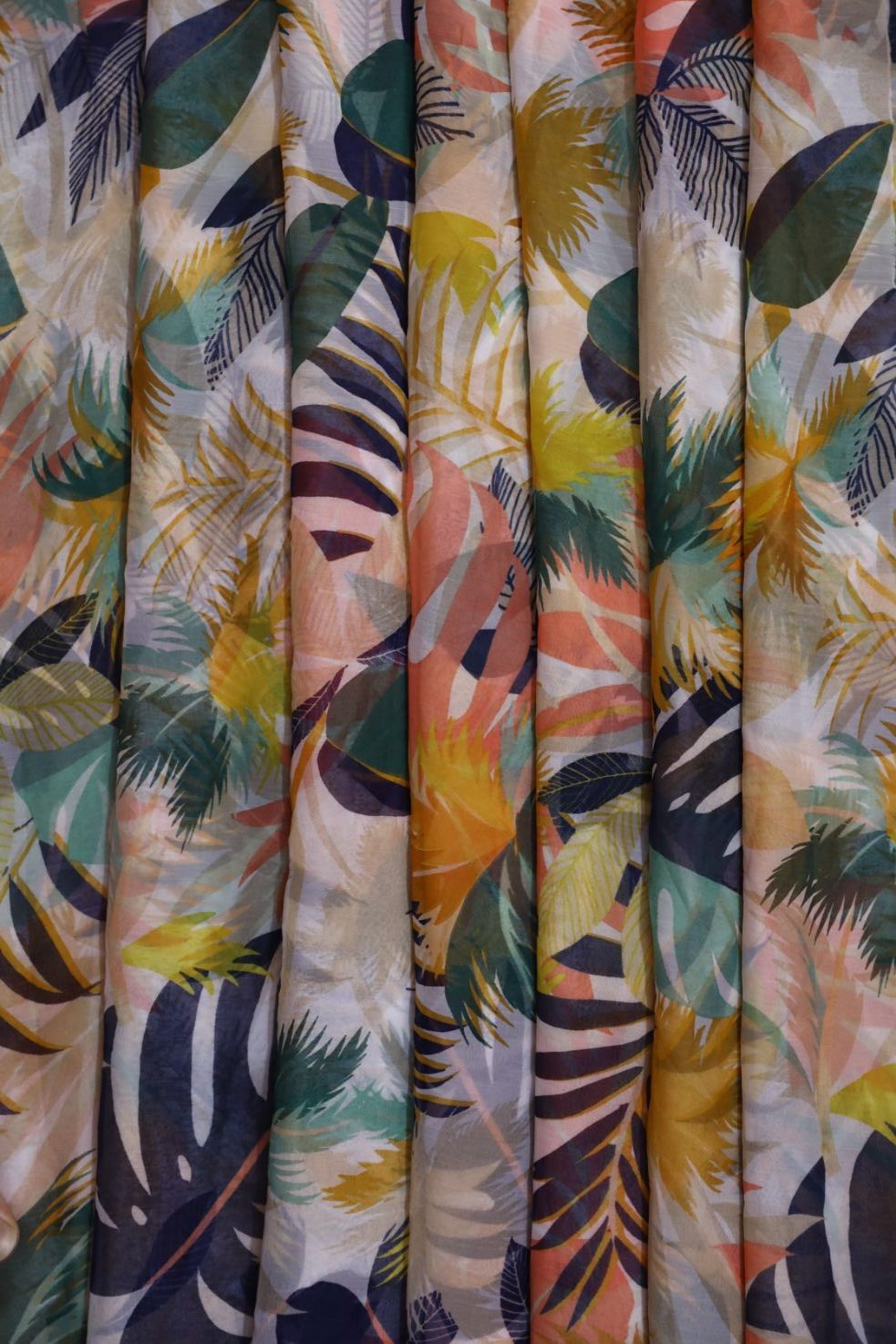 Multi coloured Palm Trees Chiffon Fabric
