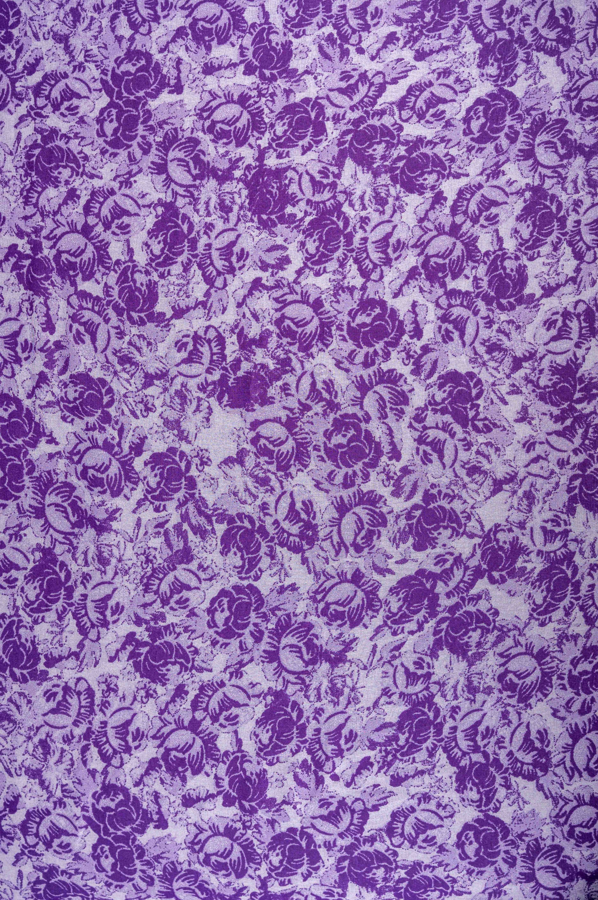 Purple And White Big Width Georgette Fabric