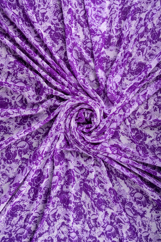 Purple And White  Big Width Georgette Fabric