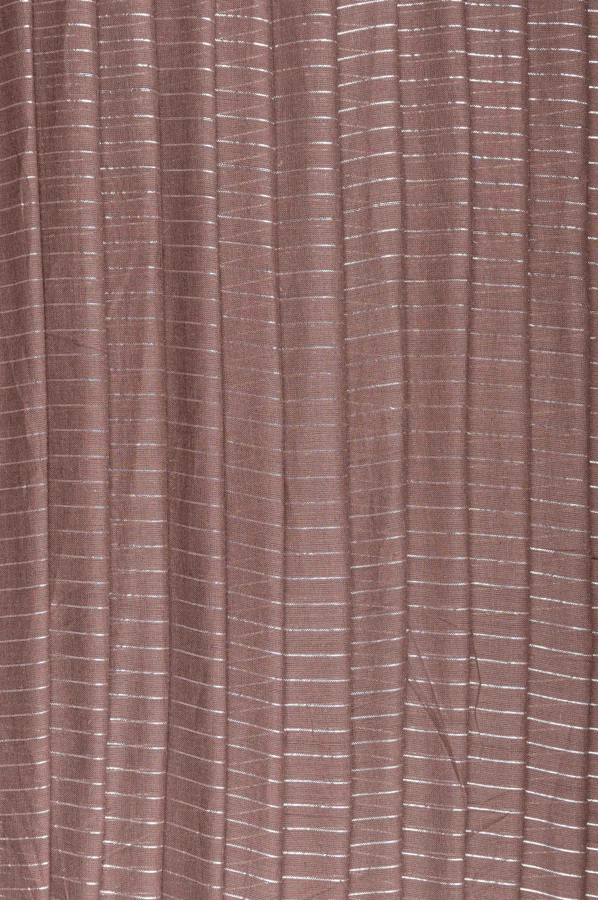 Brown Lurex Small Width Cotton Fabric