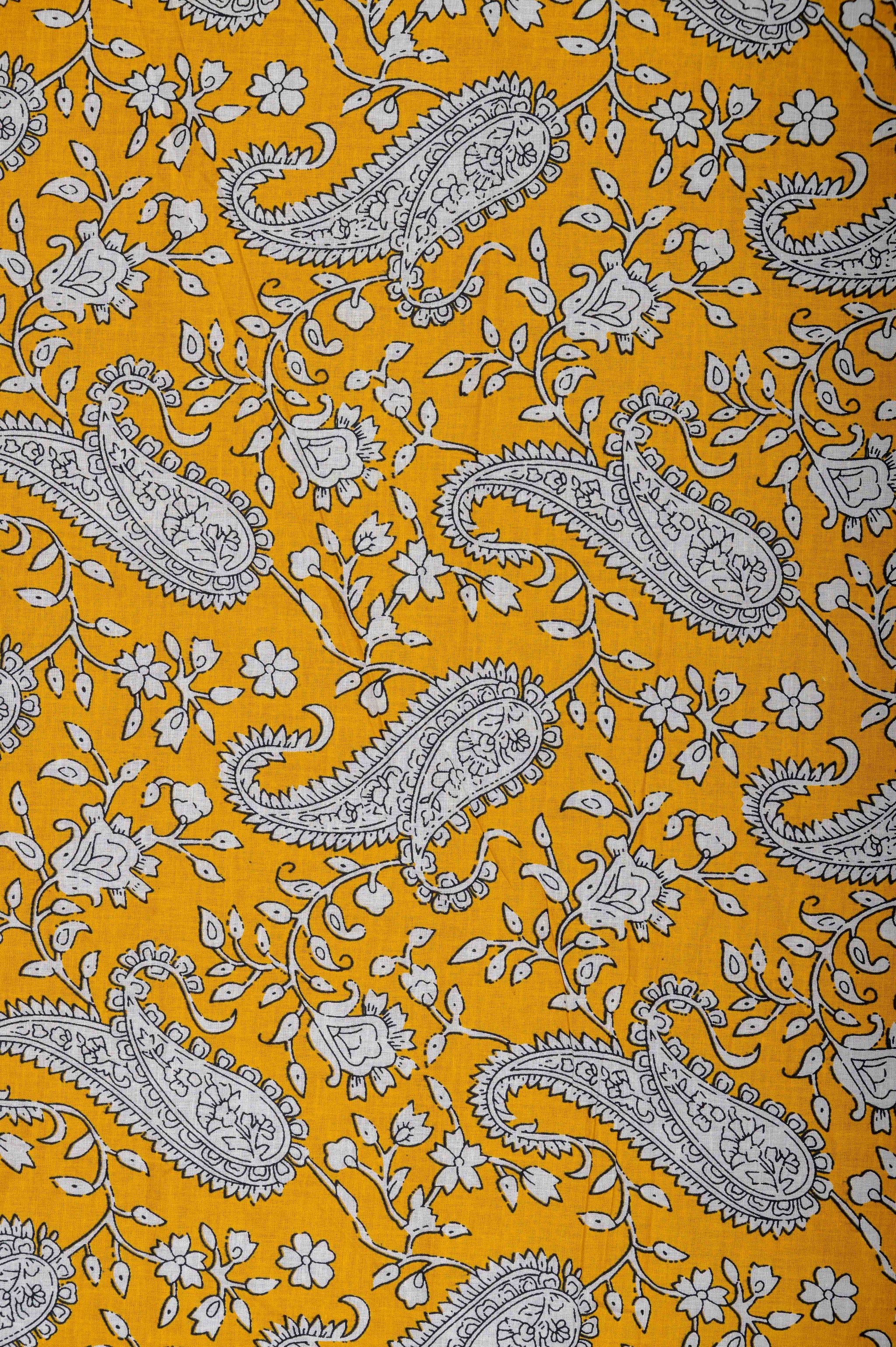 Yellow and White Small Width Cotton Fabric