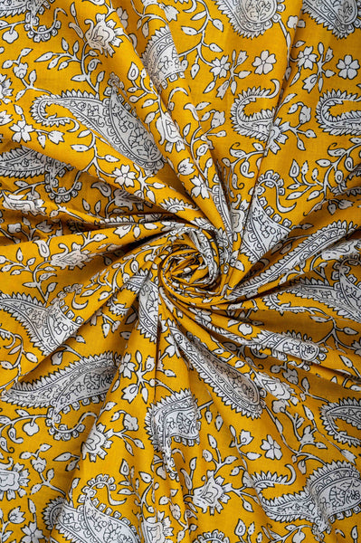 Yellow and White Small Width Cotton Fabric