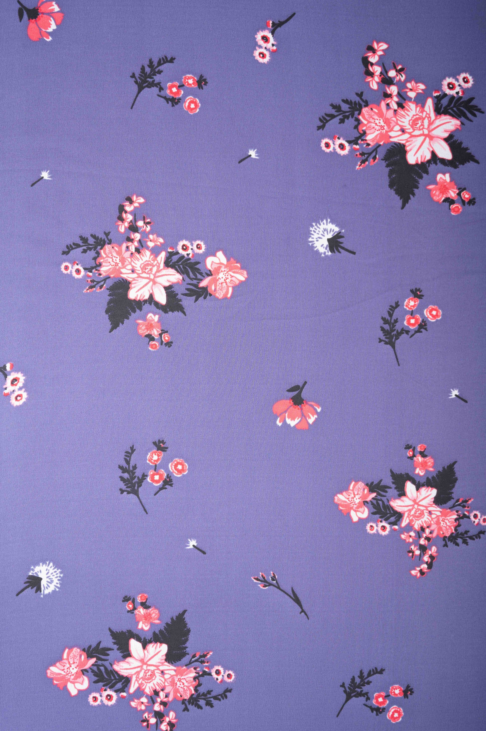 Violate Floral  Normal Width Georgette Fabric