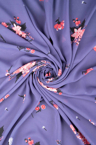 Violate Floral  Normal Width Georgette Fabric