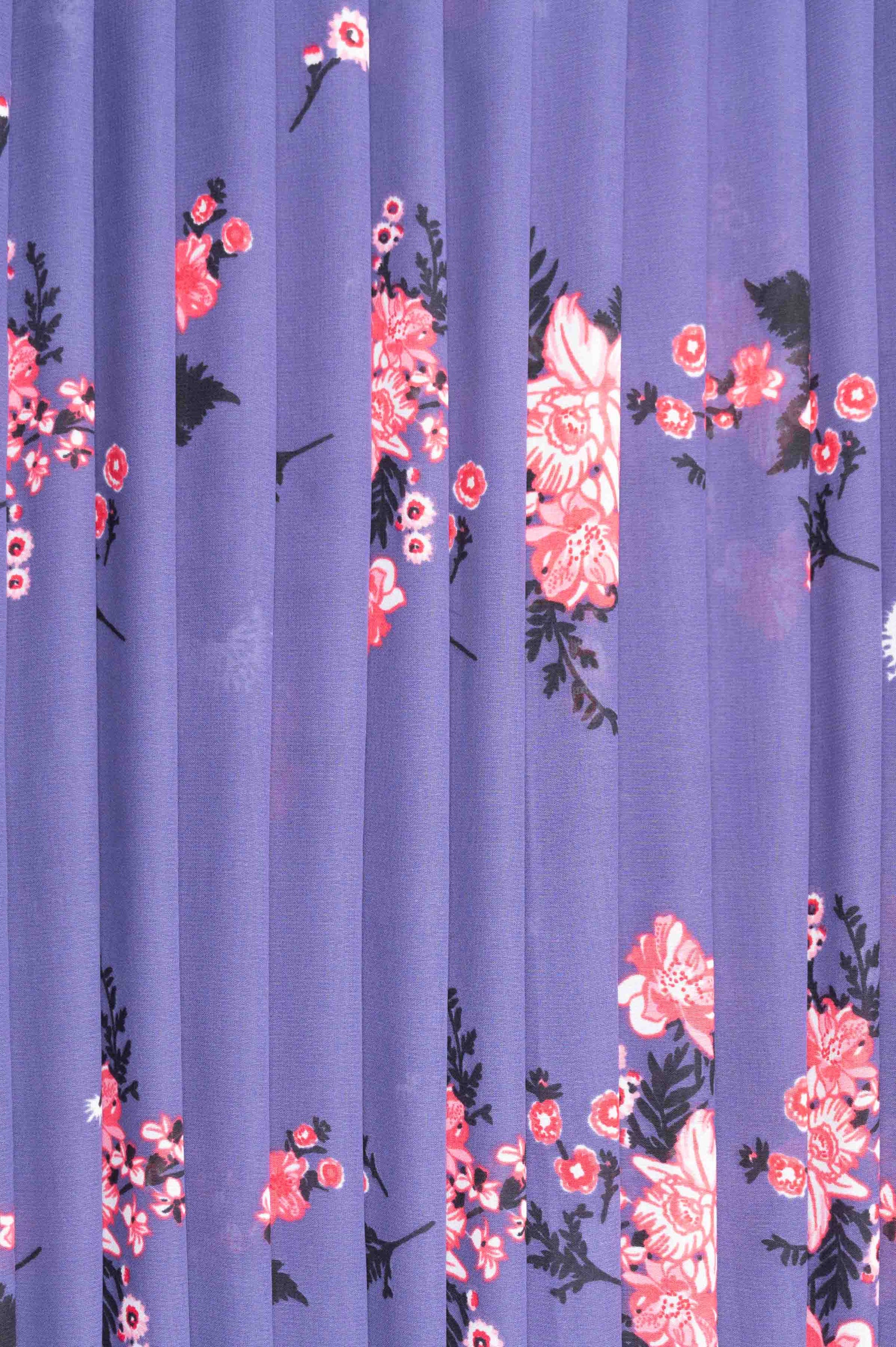 Purple Floral Normal Width Georgette Fabric - II