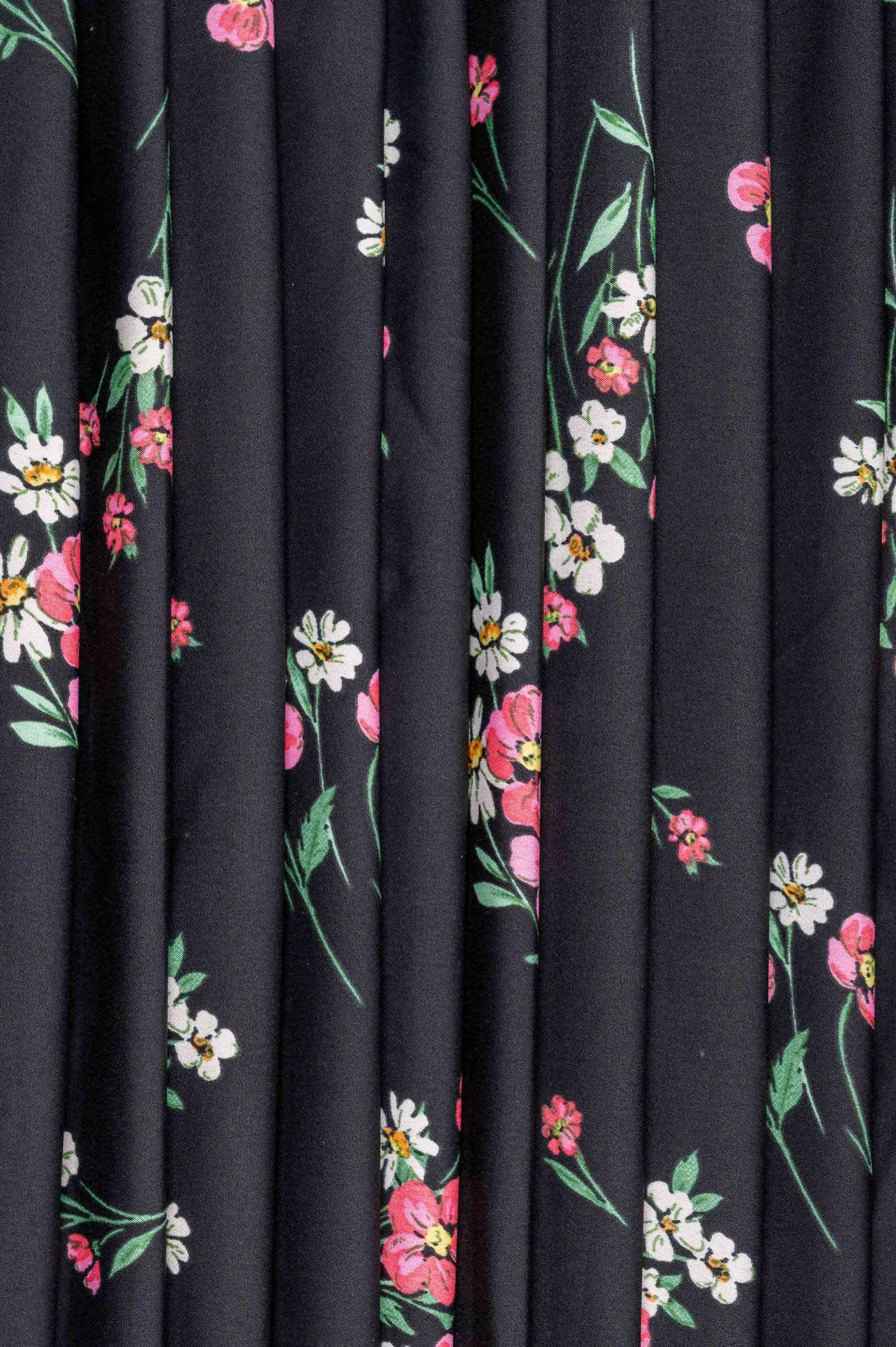 Black Floral Big width Crepe Fabric