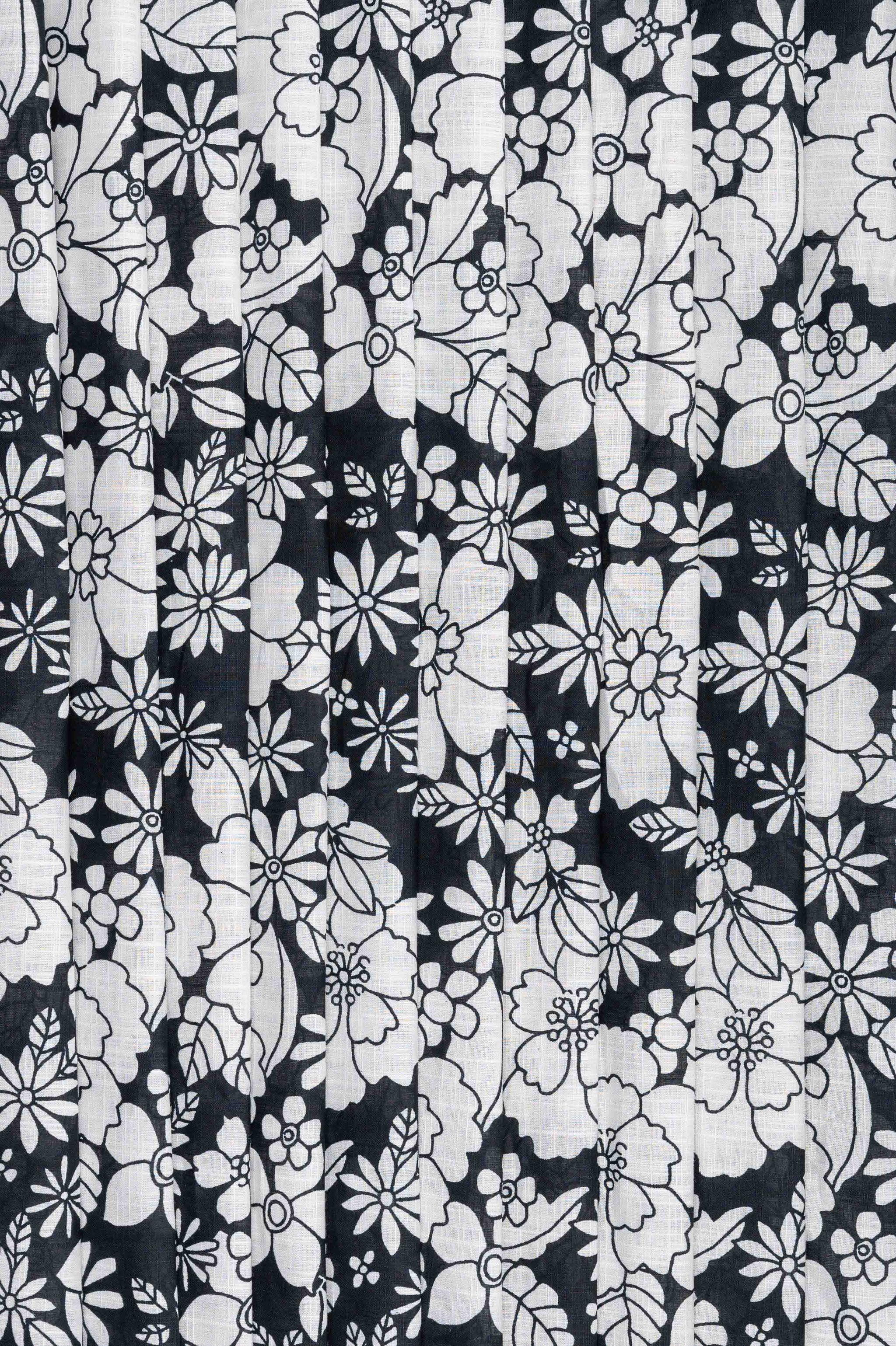 Black and White Floral Big Width  Cotton Fabric