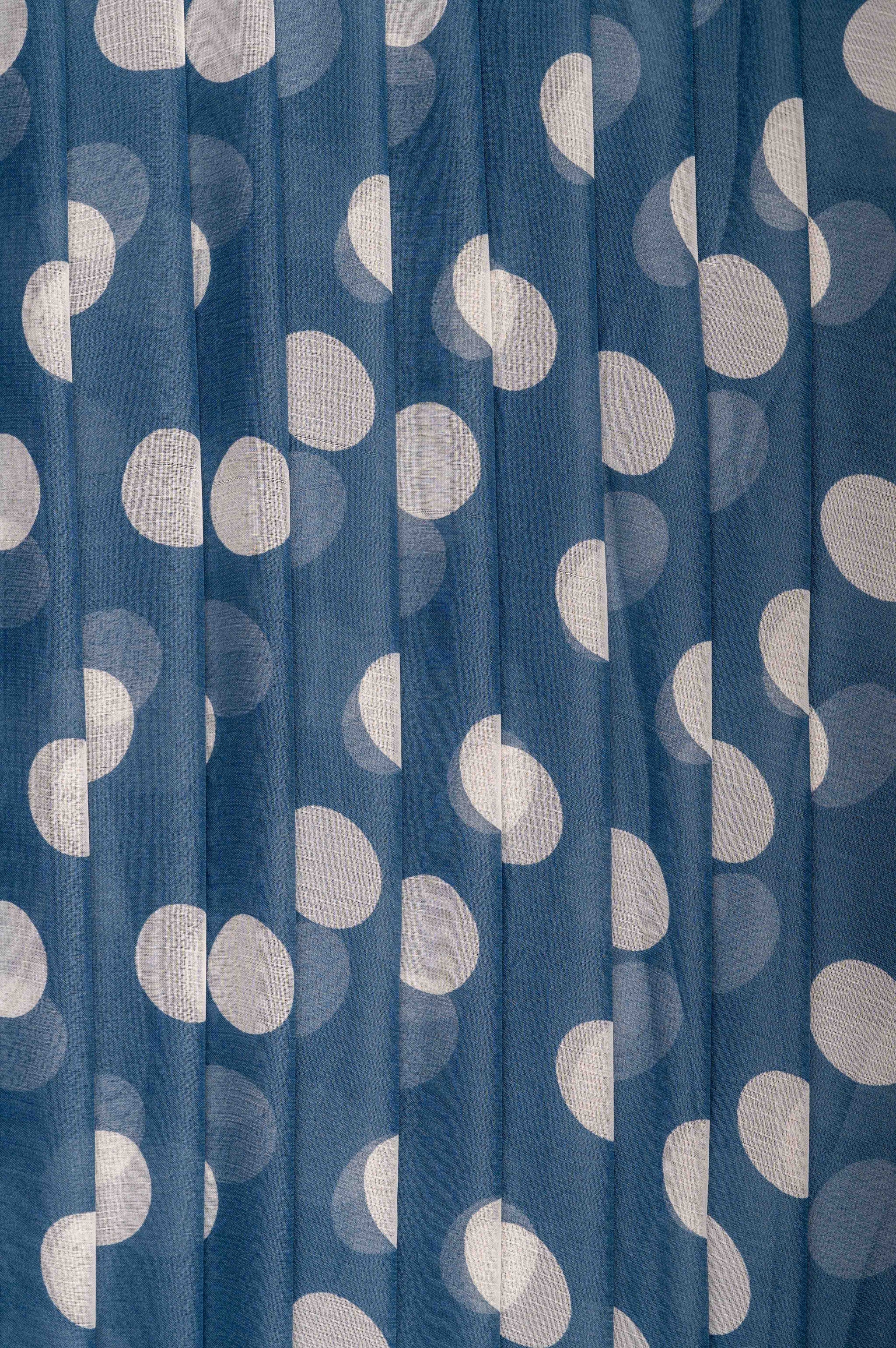 Sky Blue And White Big Polka Dots Big Width Georgette Fabric