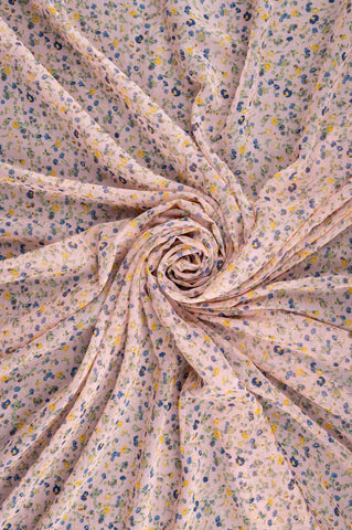 Baby Pink Tiny Floral Big Width Georgette Fabric
