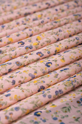 Baby Pink Tiny Floral Big Width Georgette Fabric