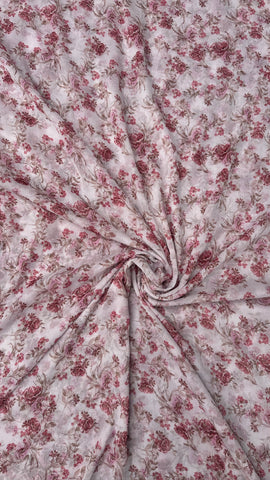 Pink Floral Big Width Chiffon Fabric