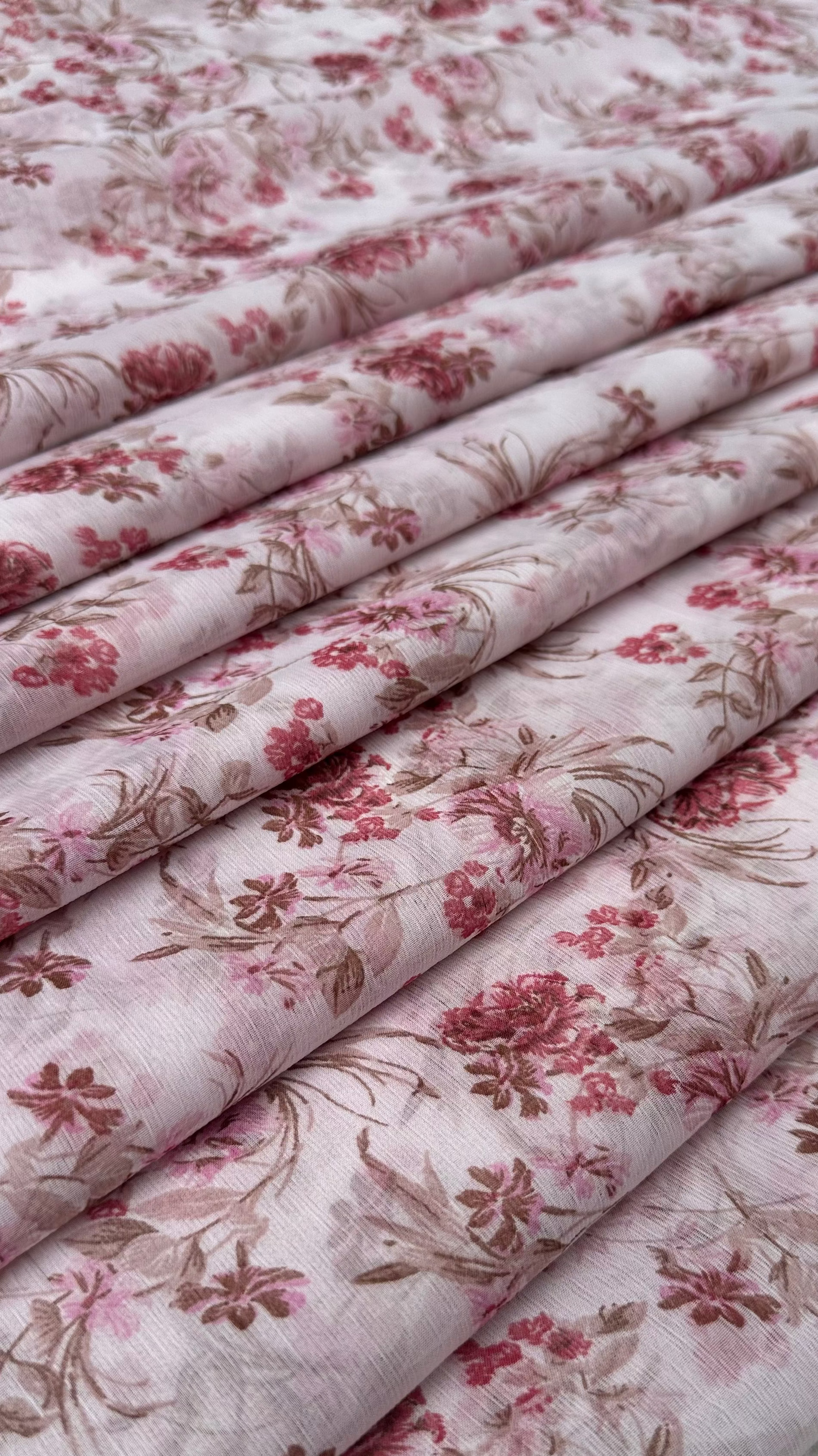 Pink Floral Big Width Chiffon Fabric