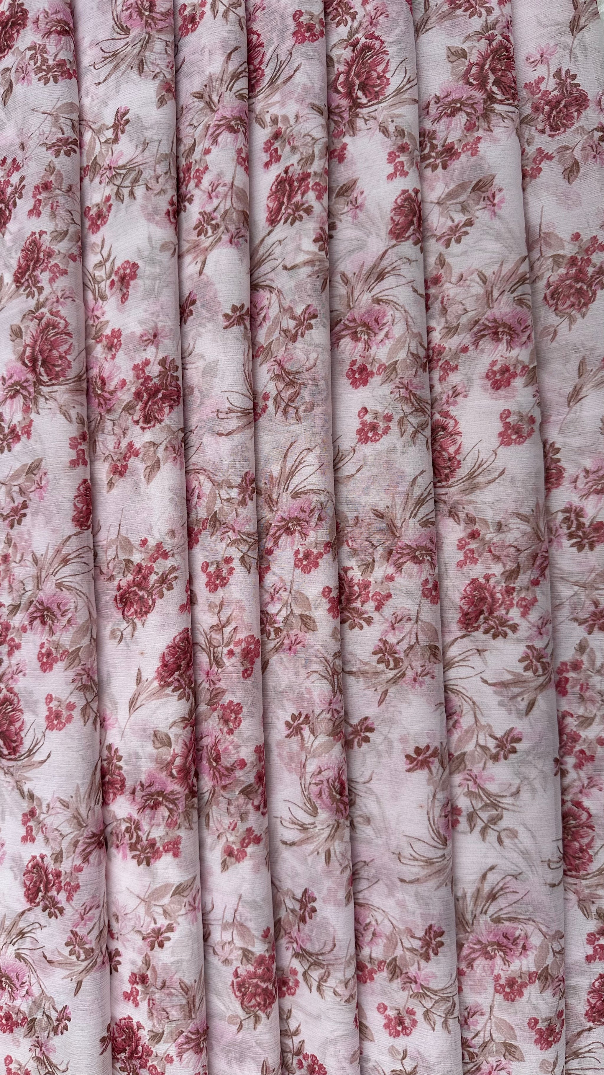 Pink Floral Big Width Chiffon Fabric