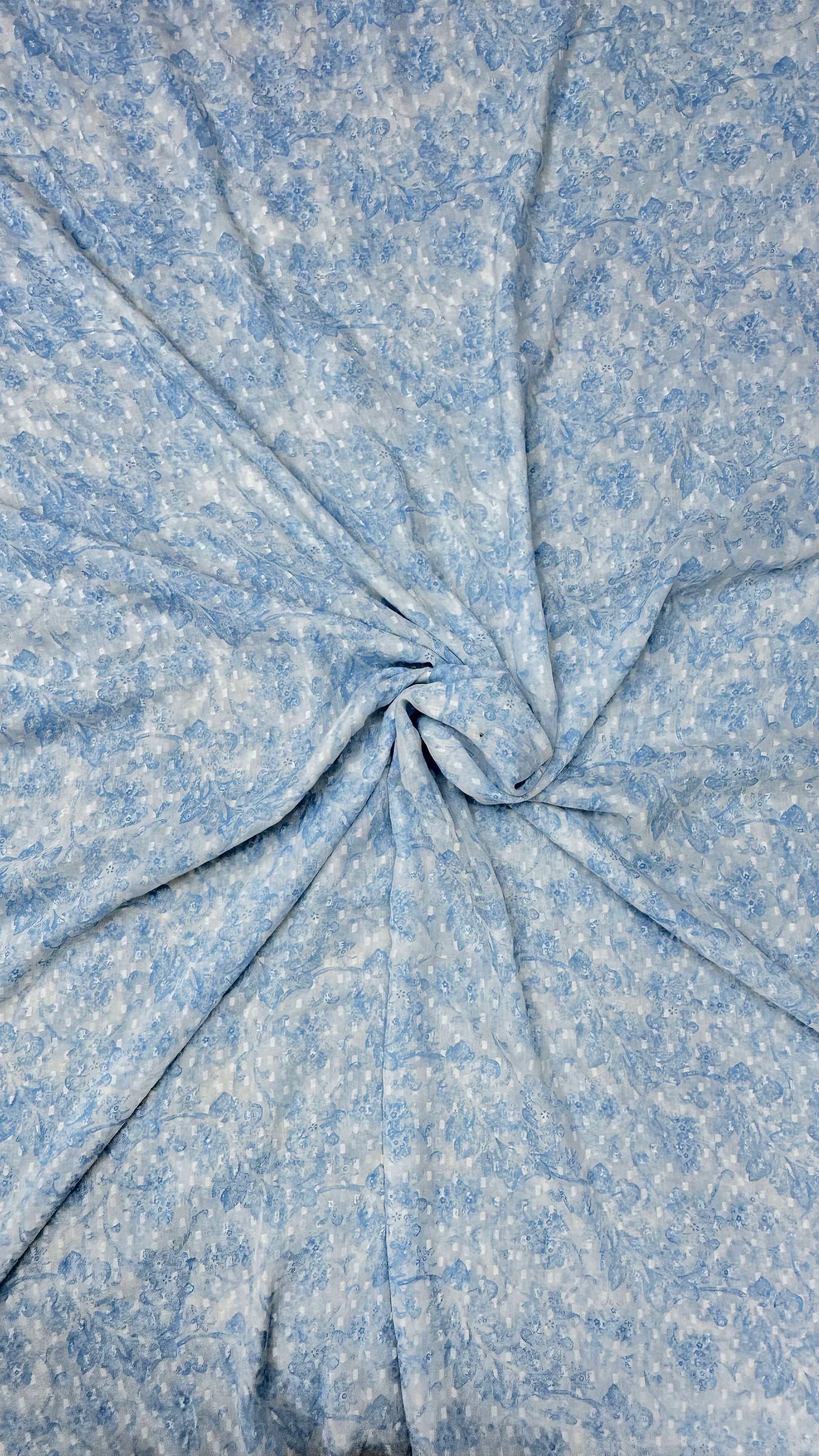 Powder Blue Booti Big Width Chiffon Fabric