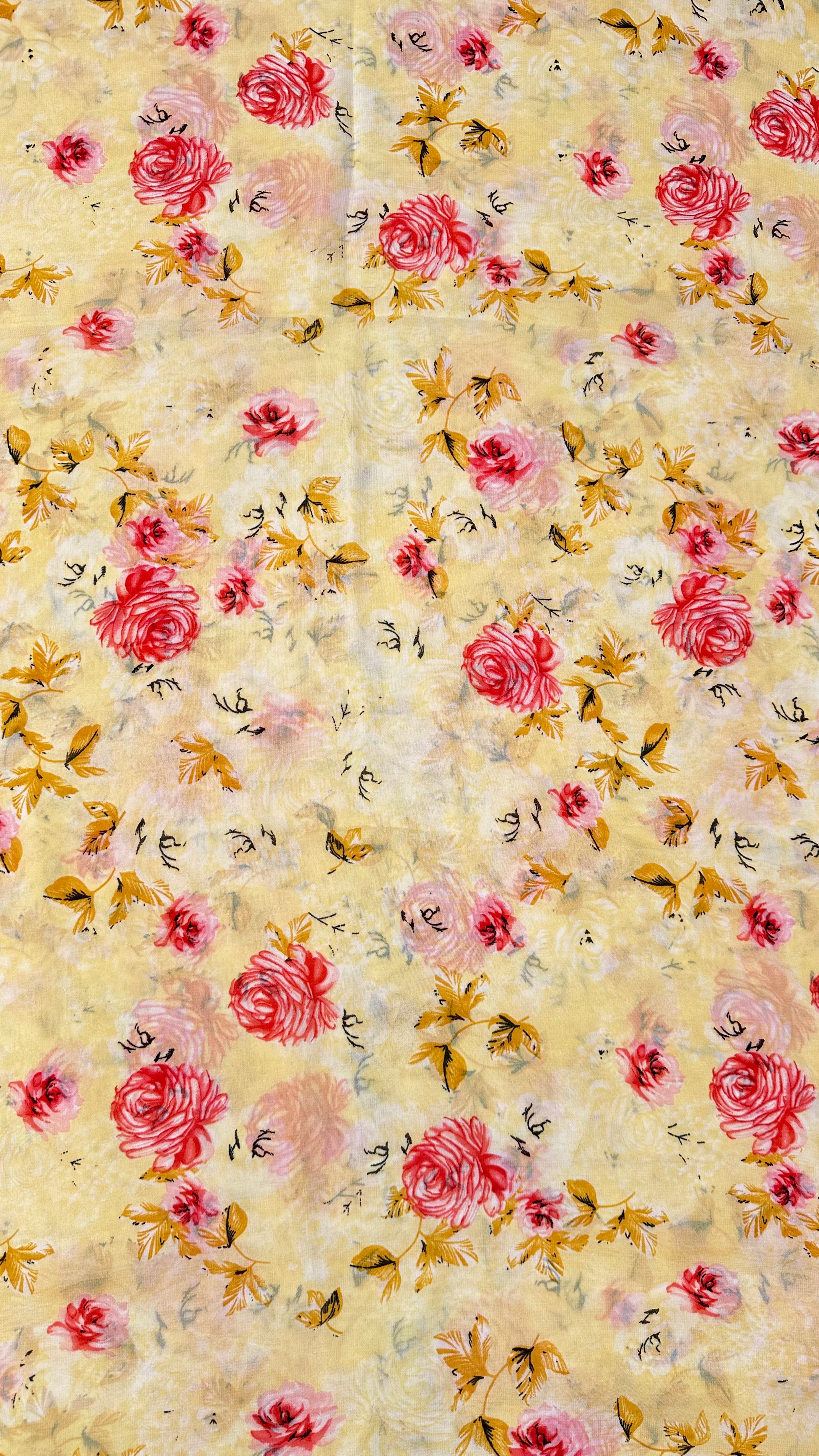 Yellow And Multi Colour Floral Print Normal Width Georgette Fabric