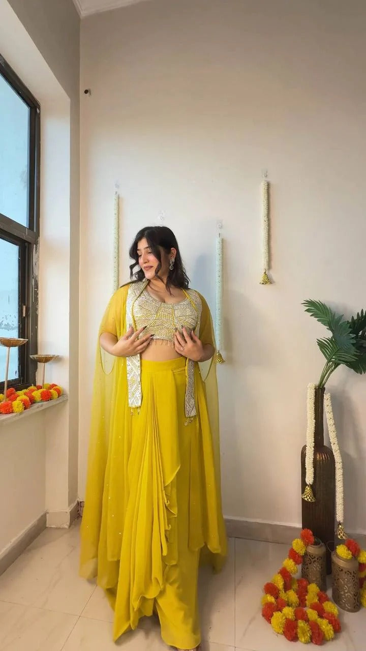 Lightweight Olive Green Saree with Silver Thread Embroidery