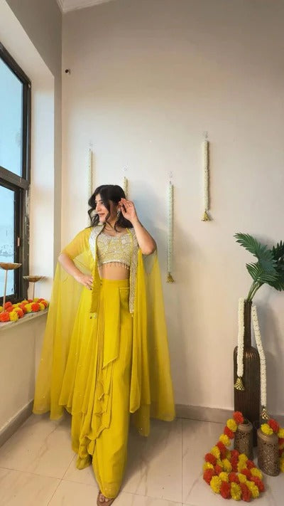 Lightweight Olive Green Saree with Silver Thread Embroidery