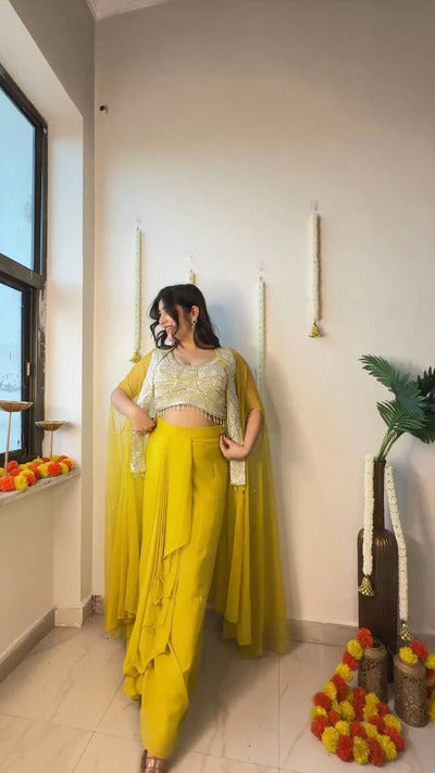 Lightweight Olive Green Saree with Silver Thread Embroidery