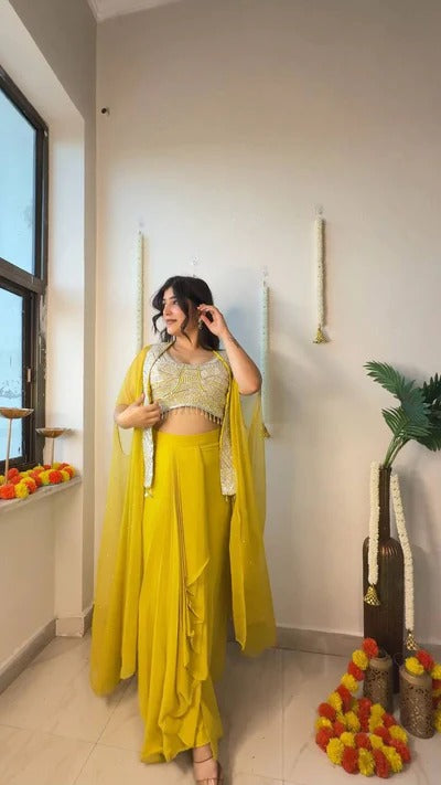Lightweight Olive Green Saree with Silver Thread Embroidery