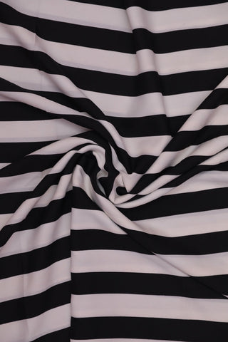 Black & White Stripes Crepe Fabric