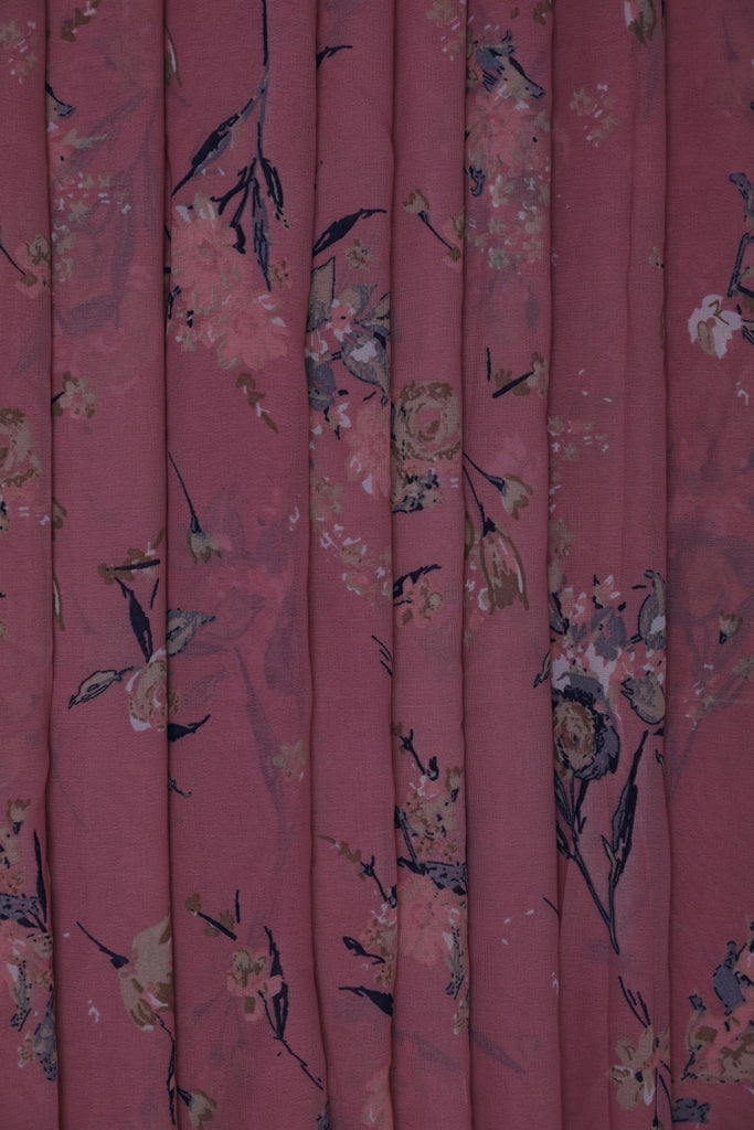 Pink Floral Georgette Fabric