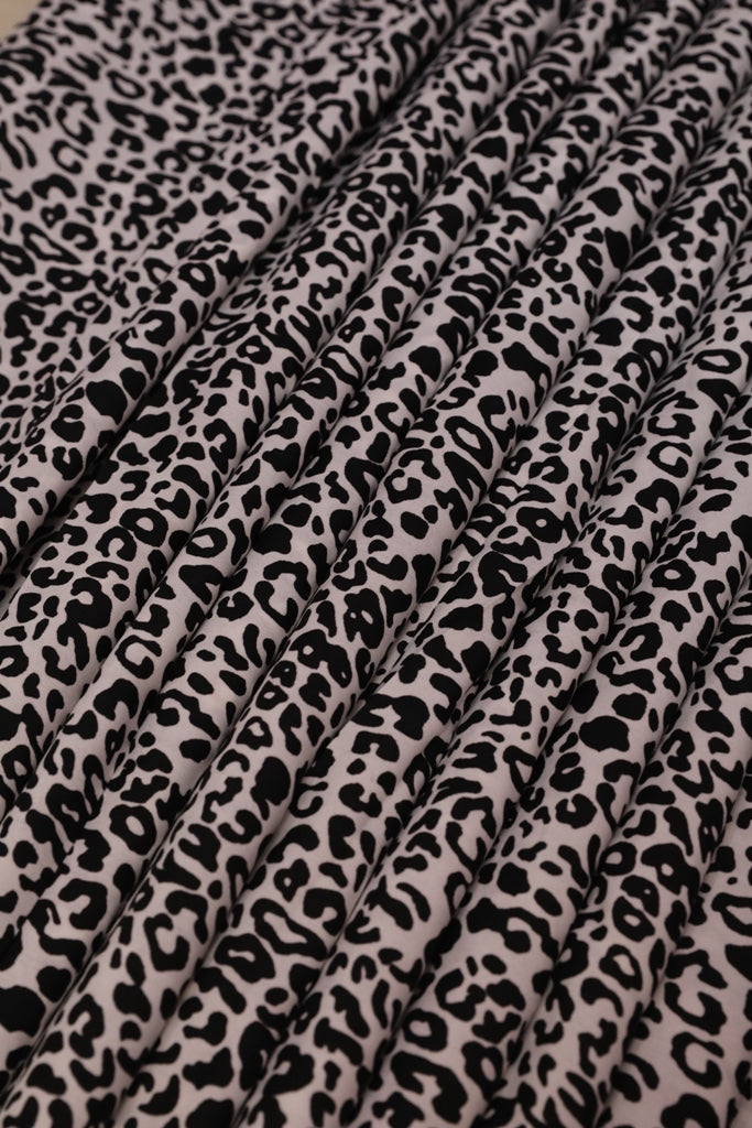 Black And White Cheetah Small Width Crepe Fabric