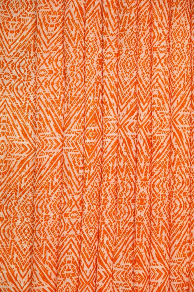 Orange and White Normal Width Georgette Fabric