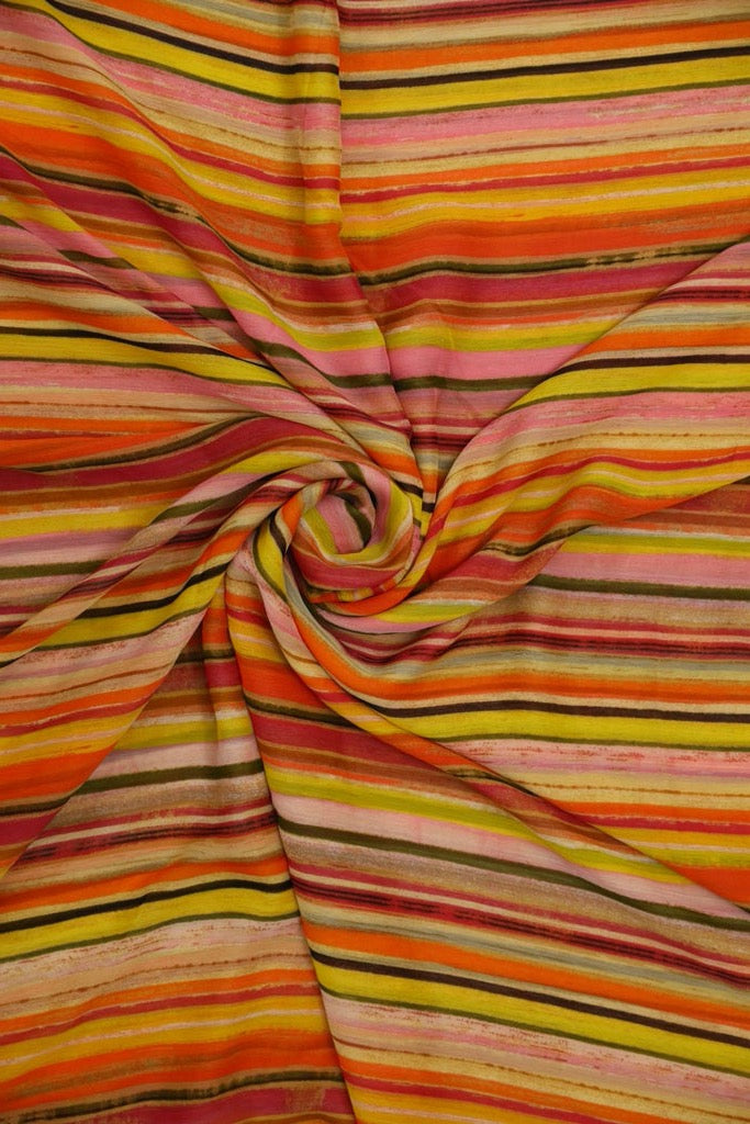 Multi Colour Stripes Normal Width Georgette Fabric