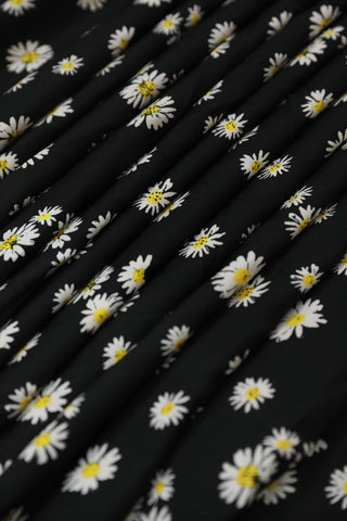 Black Floral Print Big Width Crepe Fabric