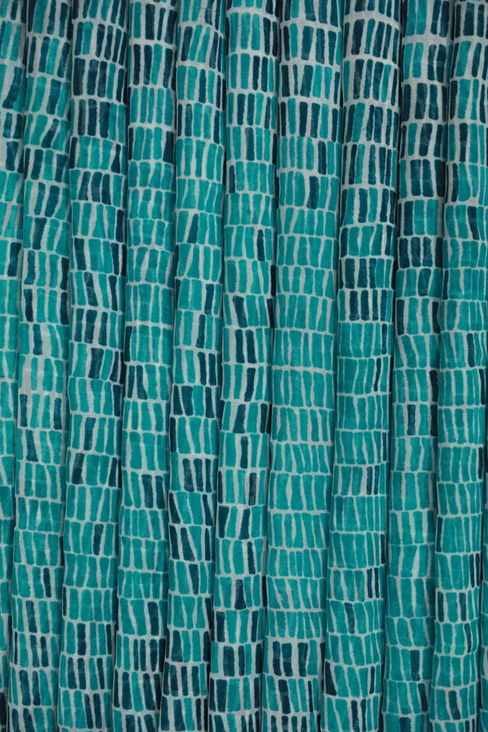 Black and Turquoise Normal Width Georgette Fabric