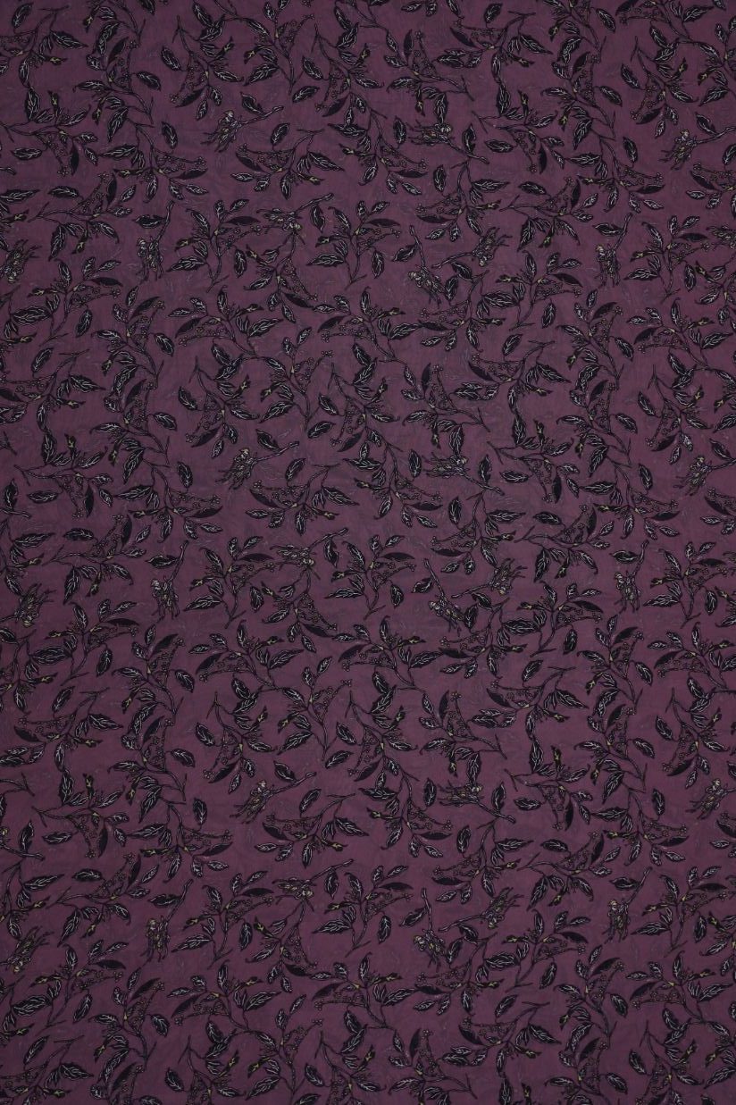 Dark Purple and Black Floral Big Width Georgette Fabric