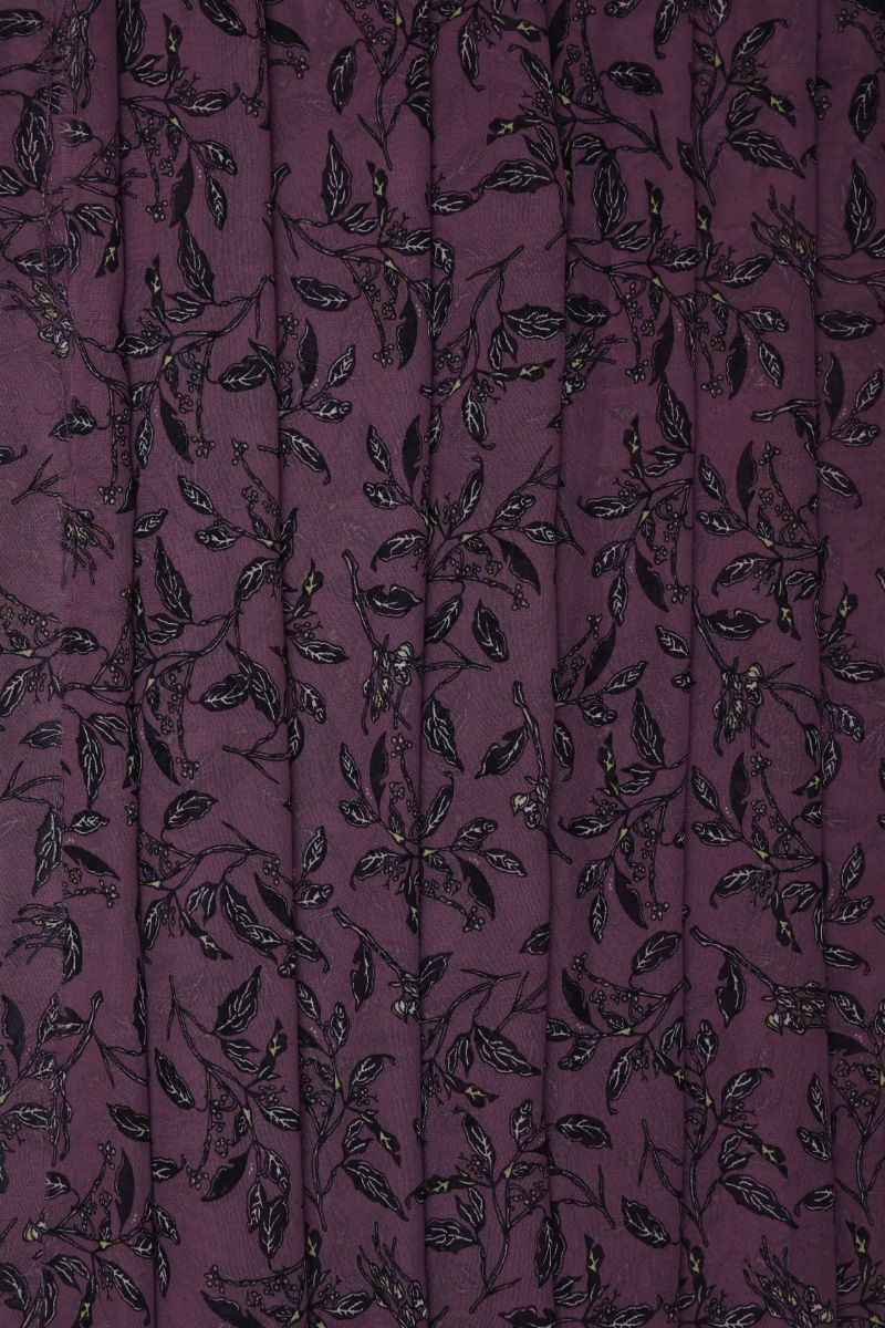 Dark Purple and Black Floral Big Width Georgette Fabric