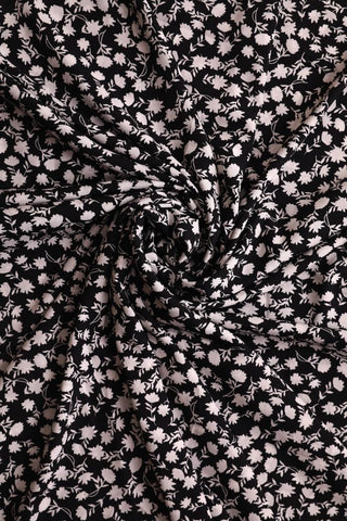 Black and White Floral Crepe Fabric