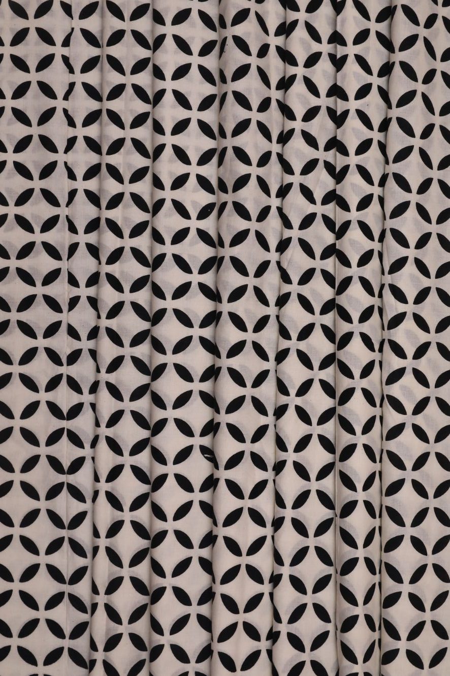 Half white and Black Patterned Cotton Fabric