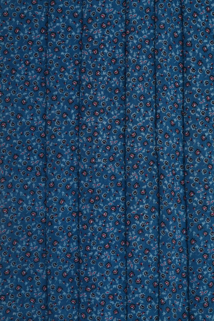 Dark Olympic Blue floral Georgette Fabric