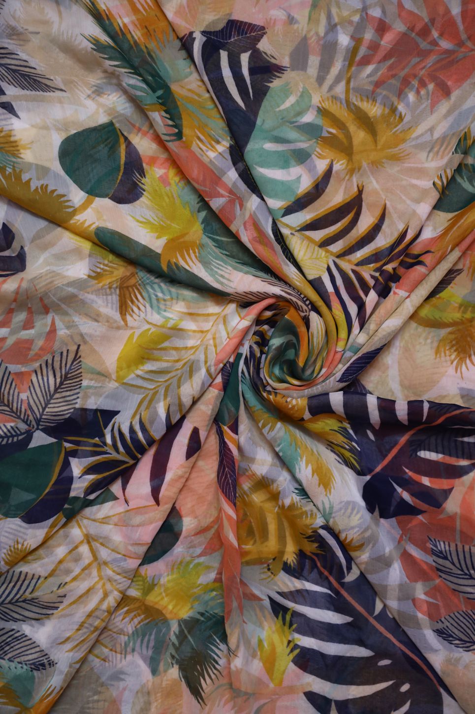 Multi coloured Palm Trees Chiffon Fabric