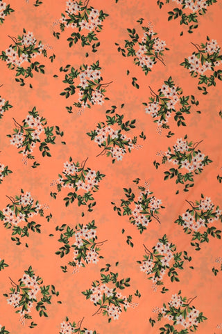 Light Orange Floral Crepe Fabric
