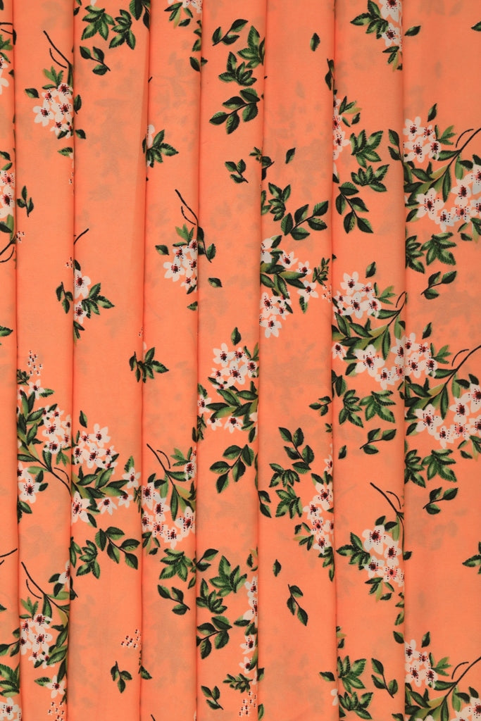 Light Orange Floral Crepe Fabric