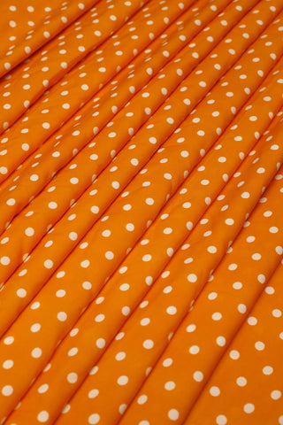 Mustard Yellow Polka Dots  Crepe Fabric