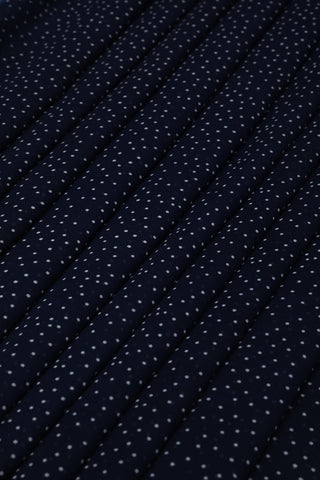Navy Blue and White Tiny  polka Dots  Georgette Fabric
