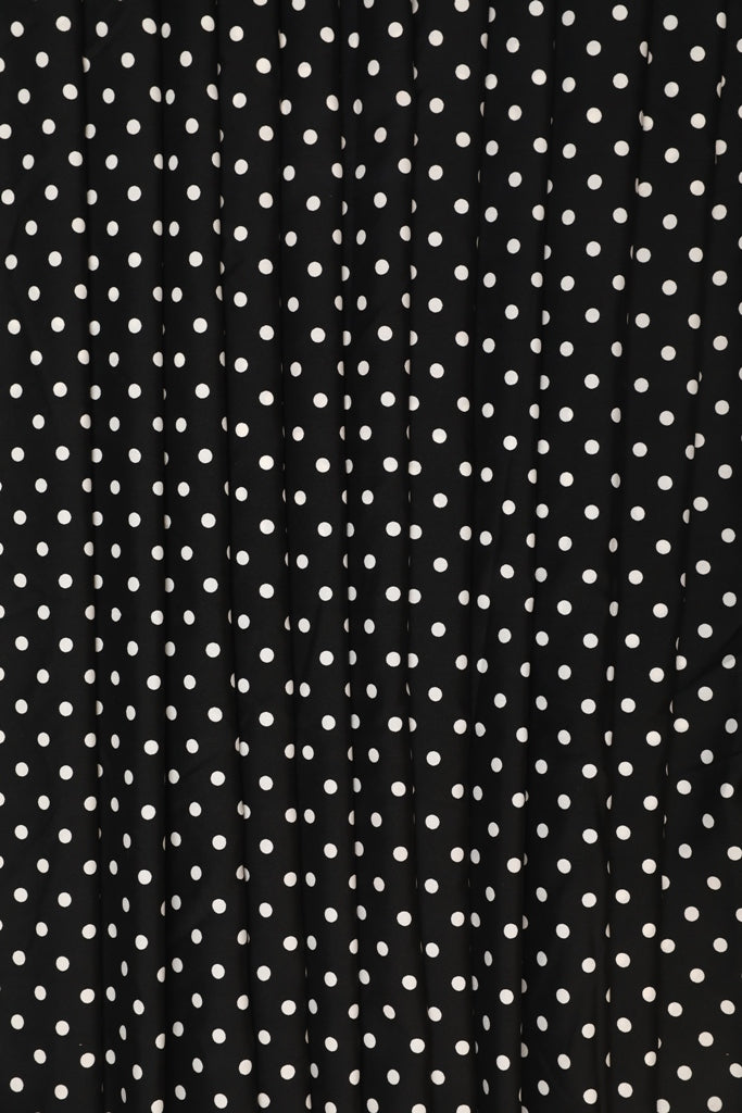 Black and White Polka Dots Crepe Fabric
