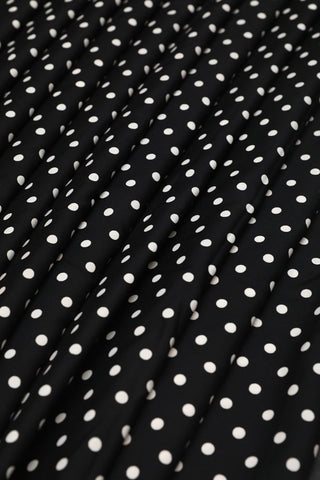 Black and White Polka Dots Crepe Fabric