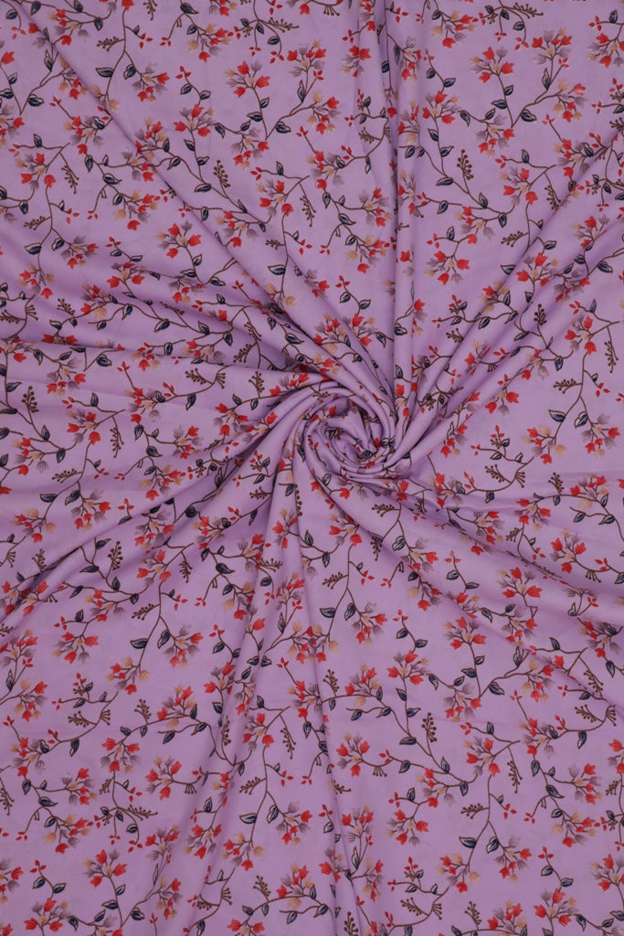 Lavender Floral Crepe Fabric
