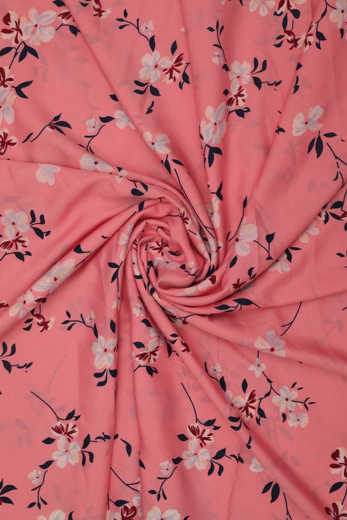 Light Pink Floral Crepe Fabric